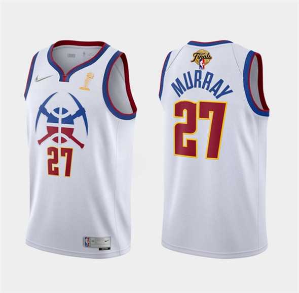 Mens Denver Nuggets #27 Jamal Murray White 2023 Finals Champions Earned Edition Stitched Basketball Jersey